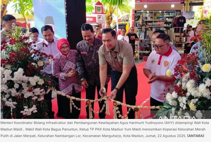 AHY: Koperasi Merah Putih Dorong Pertumbuhan Ekonomi dan UMKM di Madiun