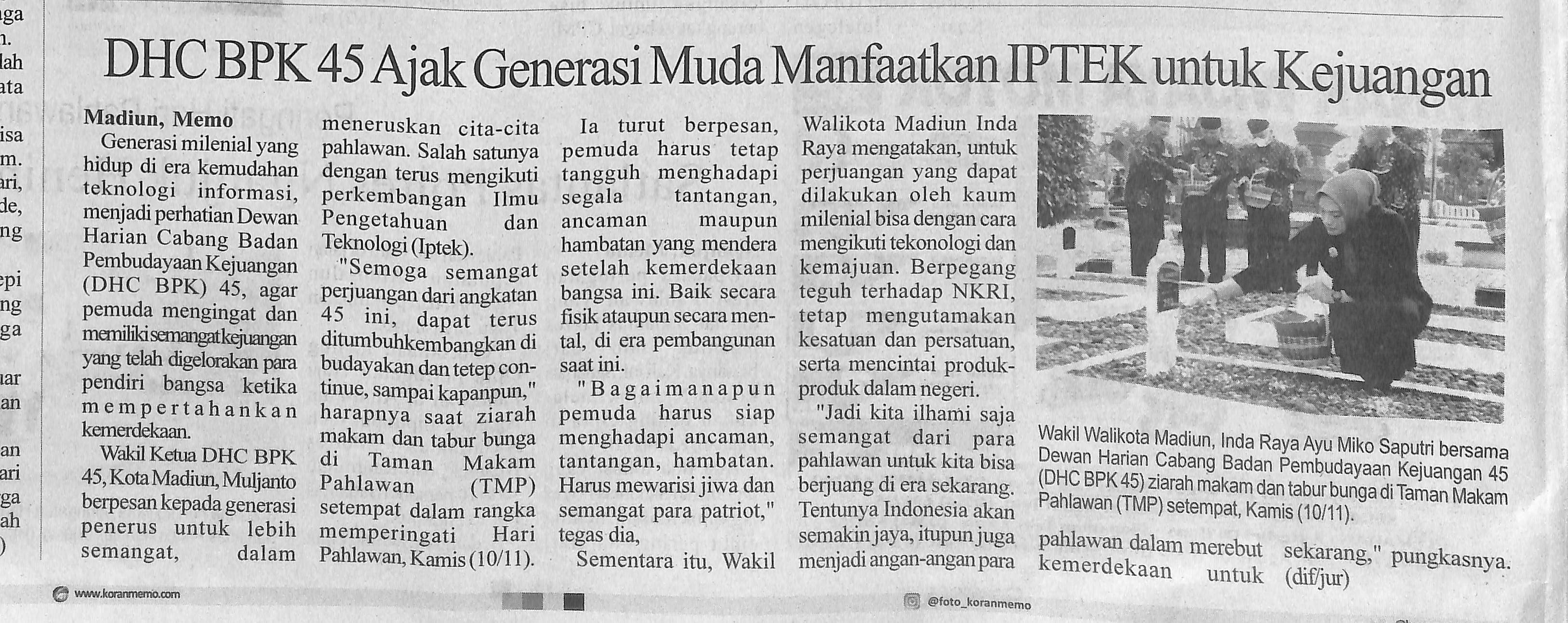 DHC BPK 45 Ajak Generasi Muda Manfaatkan IPTEK Untuk Kejuangan