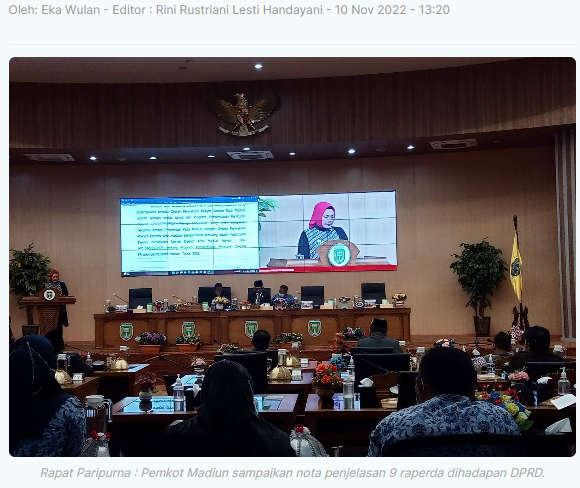 Pemkot Madiun Sampaikan Nota Penjelasan 9 Raperda