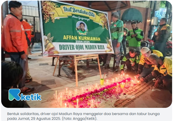 Aksi Solidaritas! Ojol Madiun Raya Gelar Doa Bersama dan Tabur Bunga untuk Affan