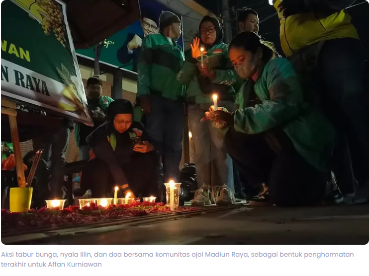 Penghormatan Terakhir untuk Affan Kurniawan, Nyala Lilin, Tabur Bunga, dan Doa Bersama