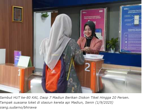 Daop 7 Madiun Hadirkan Diskon Tiket 20 Persen Sambut HUT Ke-80 KAI