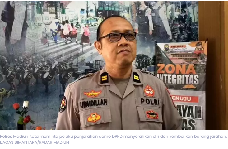 Polisi Minta Penjarah Kembalikan Barang DPRD Kota Madiun yang Dijarah