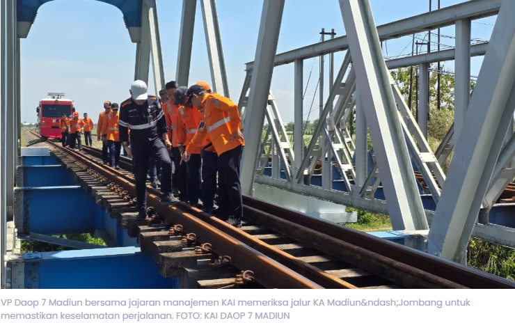 KAI Daop 7 Madiun Cek Jalur KA Madiun–Jombang, Pastikan Keselamatan Penumpang