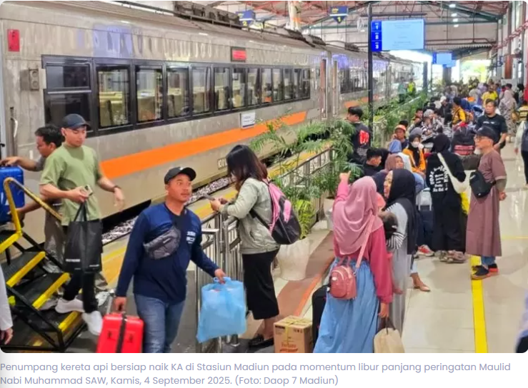Jelang Libur Panjang Maulid Nabi, Jumlah Penumpang KA di Daop 7 Madiun Meningkat