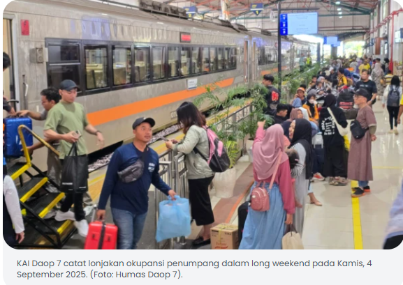 KAI Daop 7 Madiun Catat Kenaikan Okupansi Penumpang Jelang Long Weekend