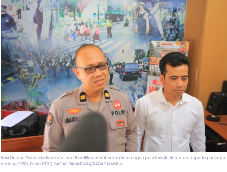 Polisi Ultimatum Penjarah Gedung DPRD Kota Madiun, Diminta Kembalikan Barang Jarahan