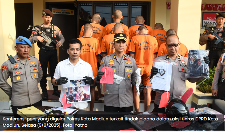 Polres Madiun Kota Tetapkan 9 Tersangka Kerusuhan di DPRD, 82 Anak Dibebaskan