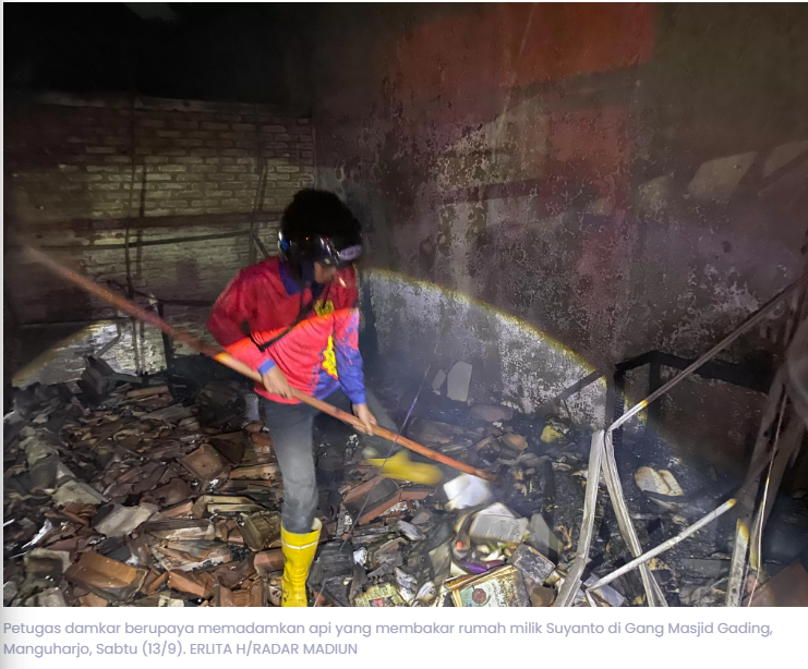 Rumah Produksi Kaligrafi di Madiun Ludes Terbakar, Diduga Akibat Korsleting Listrik