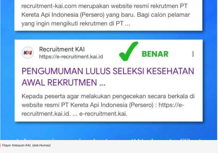 WASPADA, KAI Daop 7 Madiun Ingatkan Masyarakat, Penipuan Berkedok Rekrutmen Pegawai
