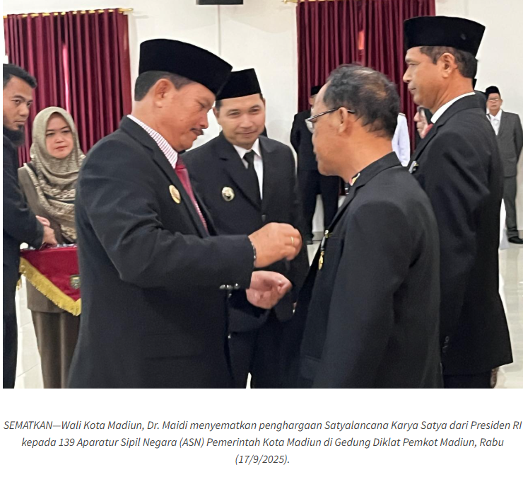 Disiplin dan Berkinerja Baik, 139 ASN Pemkot Madiun Terima Satyalancana Karya Satya Dari Presiden RI
