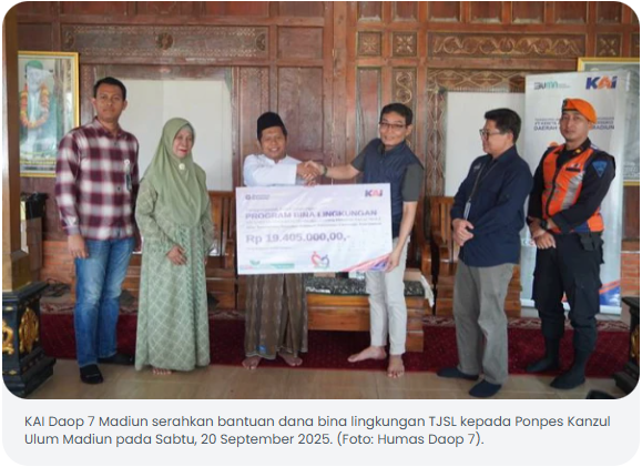KAI Daop 7 salurkan bantuan TJSL untuk Ponpes Kanzul Ulum Kota Madiun