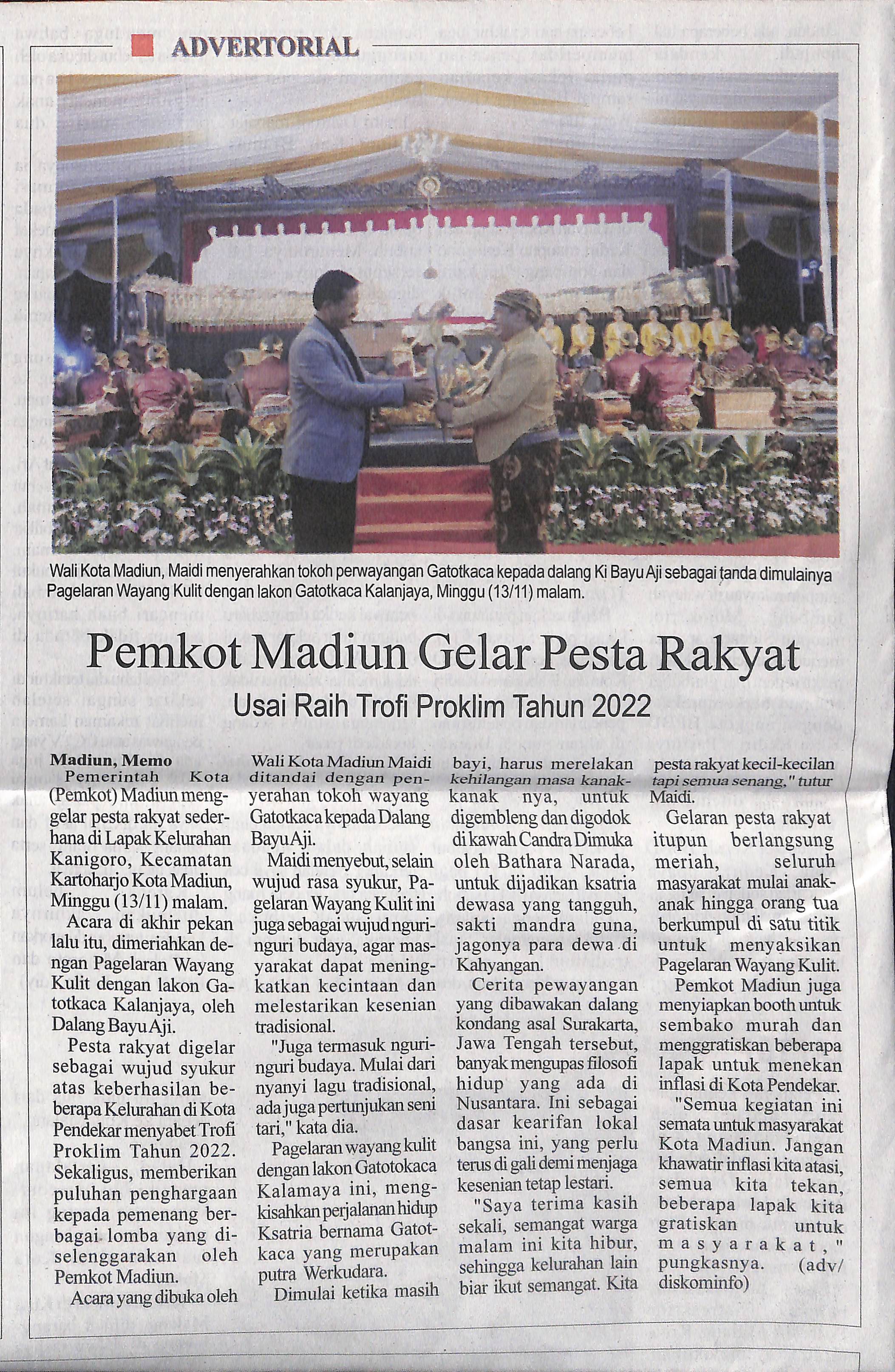 Pemkot Madiun Gelar Pesta Rakyat, Usai Raih Trofi Proklim Tahun 2022
