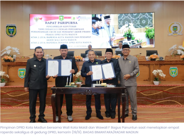 DPRD Kota Madiun Sahkan 4 Perda Baru, Termasuk Soal Peredaran Minol