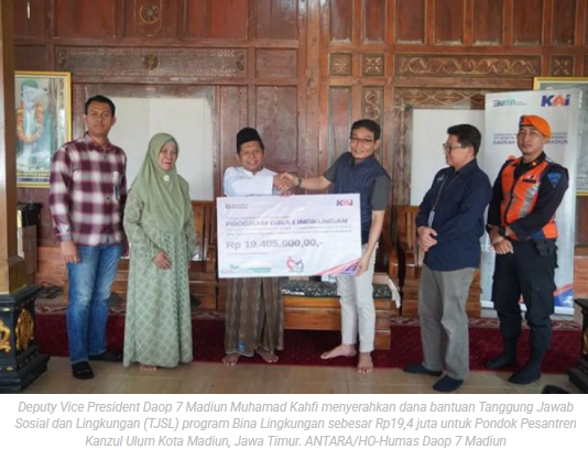 KAI Daop 7 salurkan bantuan TJSL untuk Ponpes Kanzul Ulum Kota Madiun
