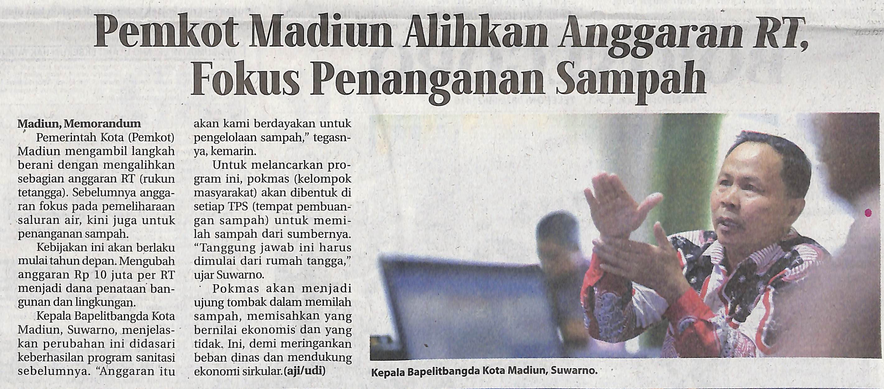 Pemkot Madiun Alihkan Anggaran RI, Fokus Penanganan Sampah