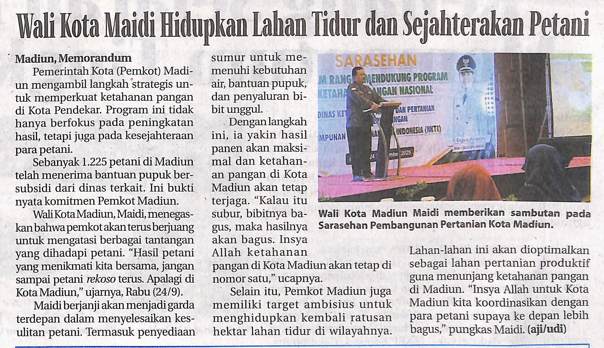 Wali Kota Maidi Hidupkan Lahan Tidur dan Sejahterakan Petani