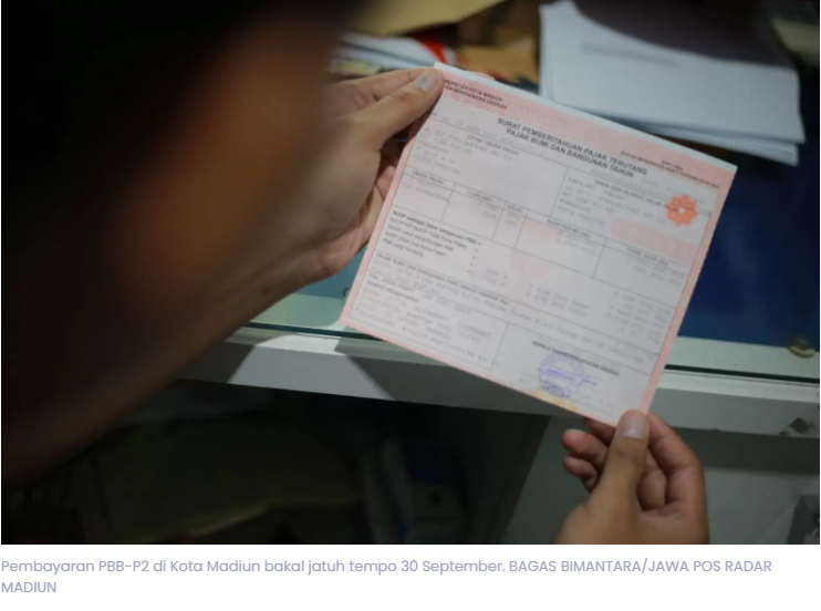 PBB Kota Madiun Terkumpul Rp 18,5 Miliar, Jatuh Tempo Pembayaran 30 September