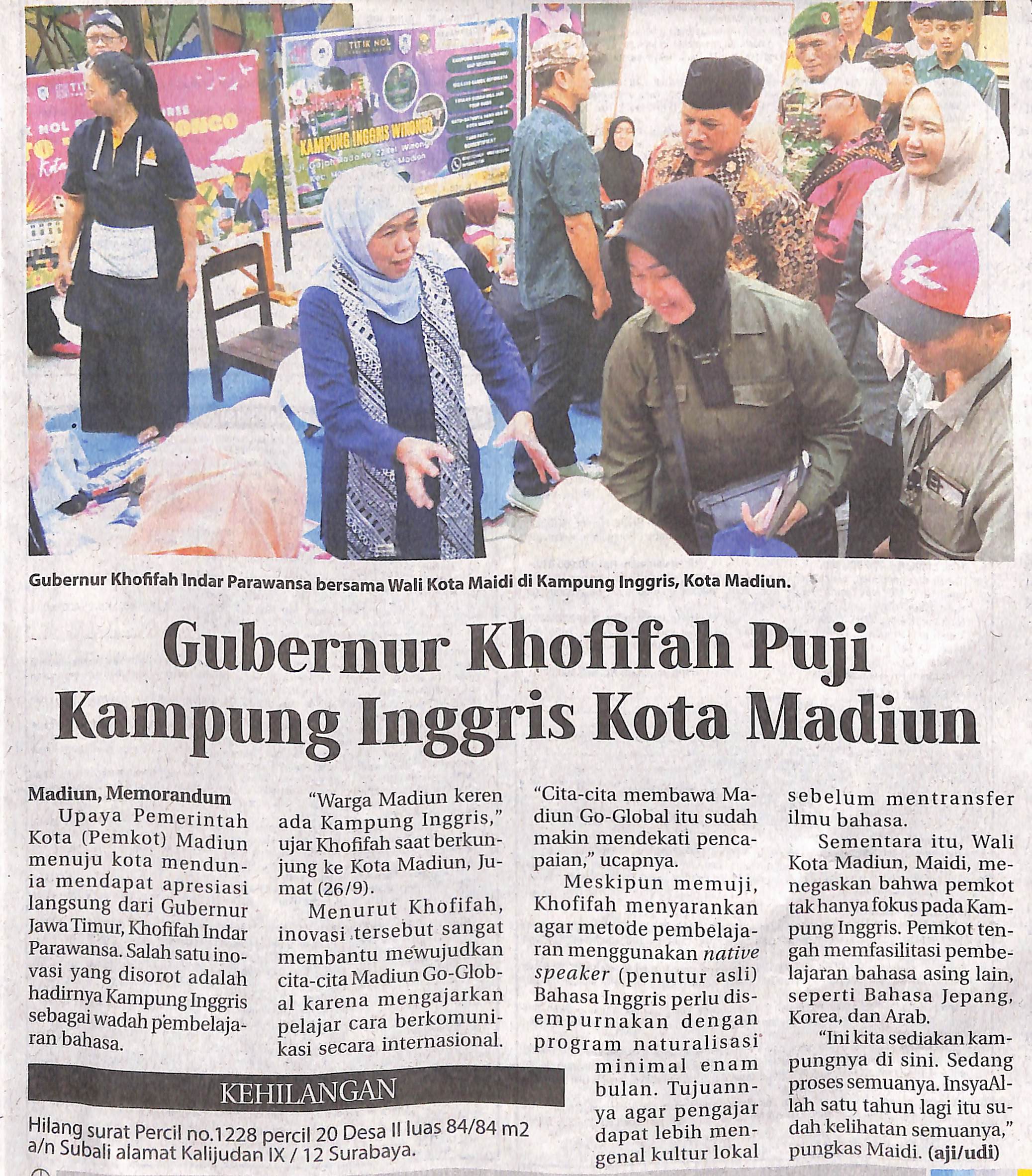 Gubernur Khofifah Puji Kampung Inggris Kota Madiun