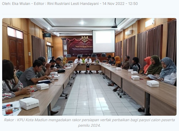 KPU Kota Madiun Catat Lima Parpol Calon Peserta Pemilu 2024 BMS