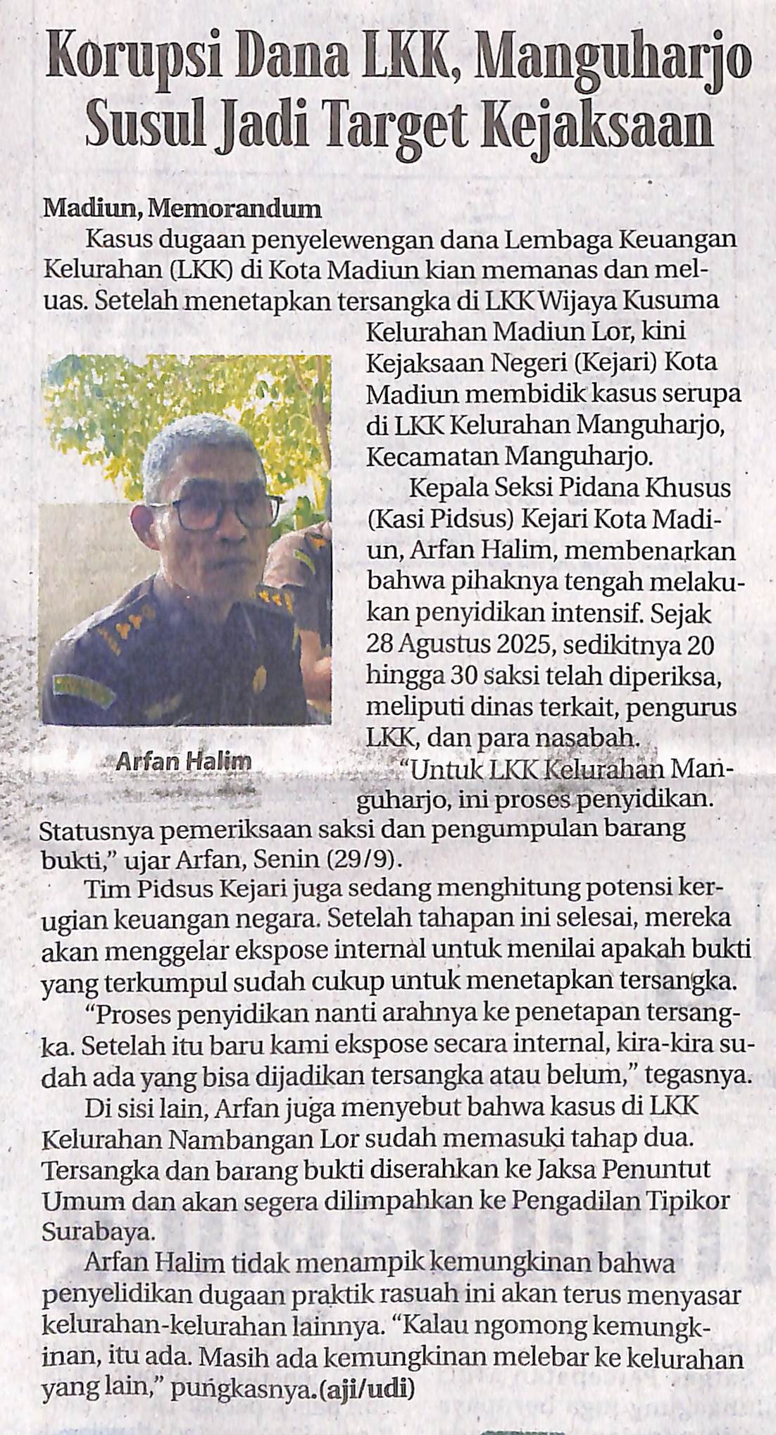 Korupsi Dana LKK, Manguharjo Susul Jadi Target Kejaksaan