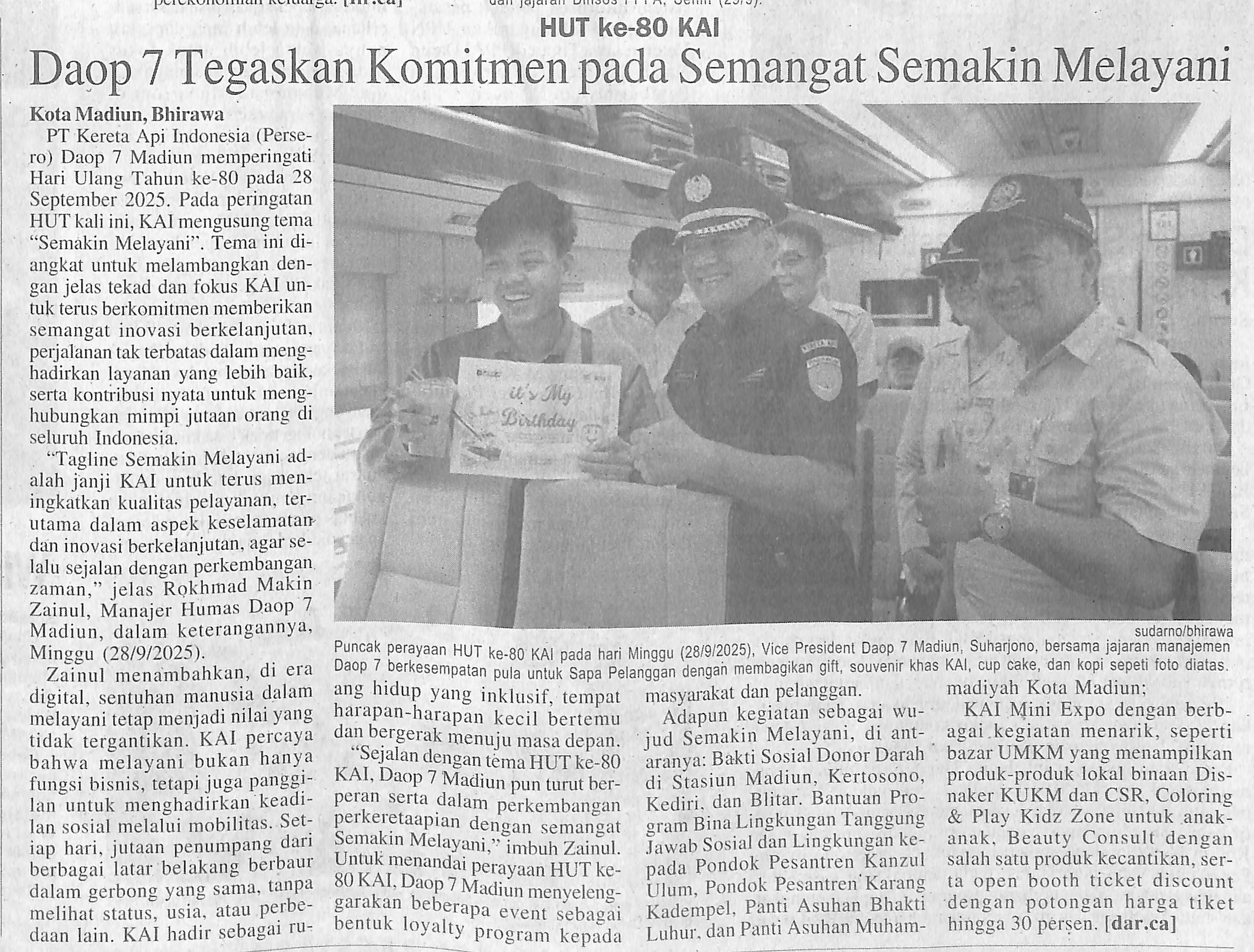 Daop 7 Tegaskan Komitmen pada Semangat Semakin Melayani
