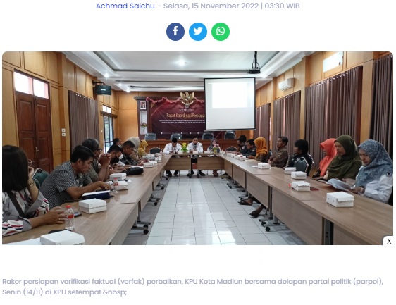 Lima Parpol di Kota Madiun Berstatus BMS, KPU Sebut Syarat Yang Harus Dipenuhi