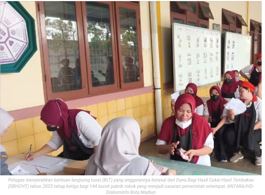 Pemkot Madiun salurkan BLT hasil cukai 2025 untuk 144 buruh