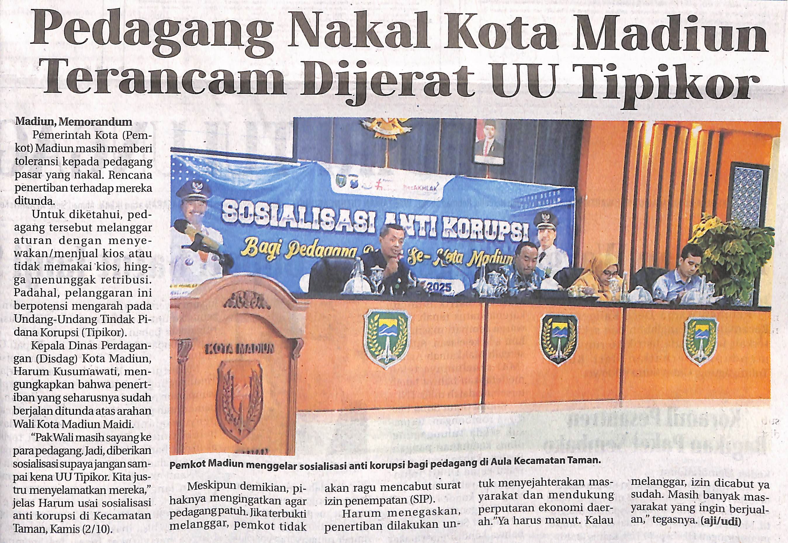 Pedagang Nakal Kota Madiun Terancam Dijerat UU Tipikor