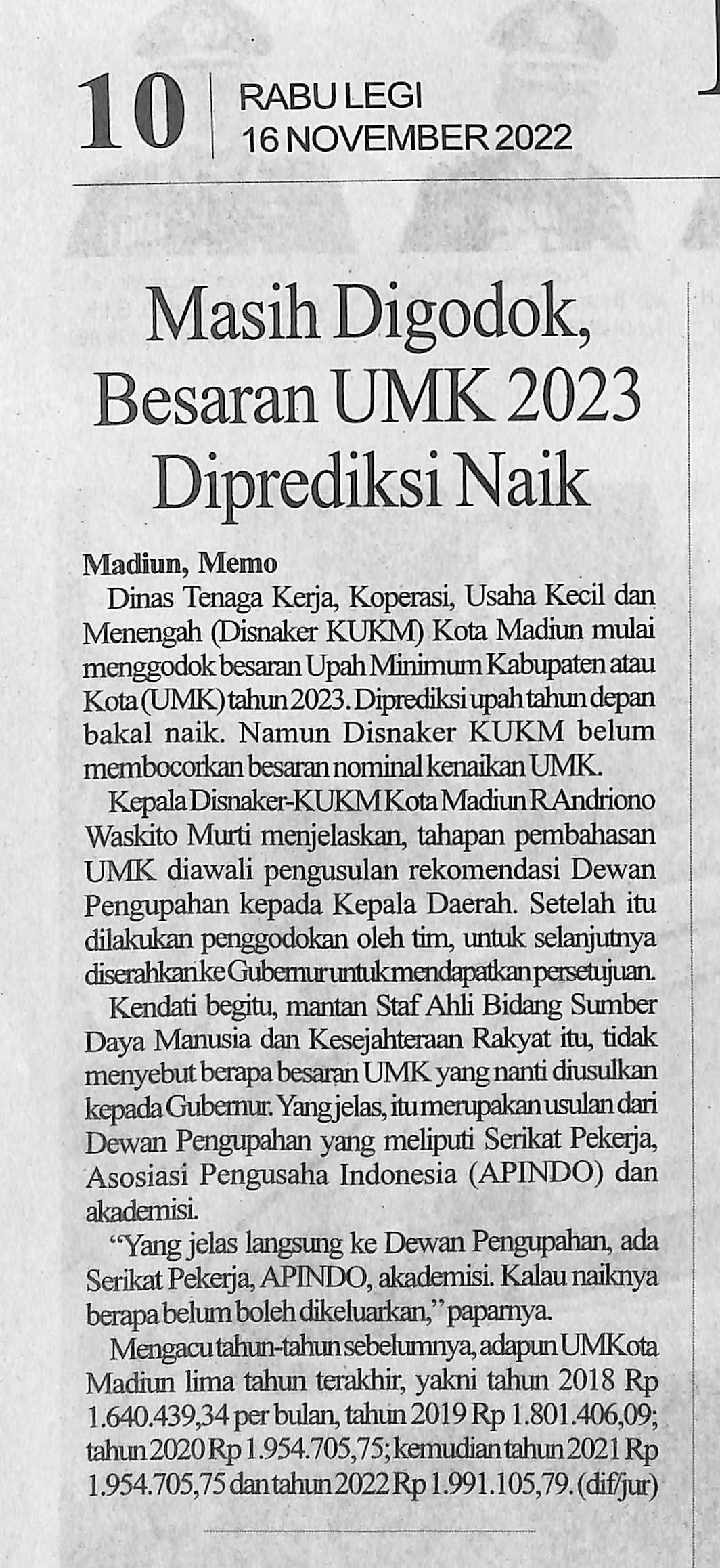 Masih Digodok, Besaran UMK 2023 Diprediksi Naik