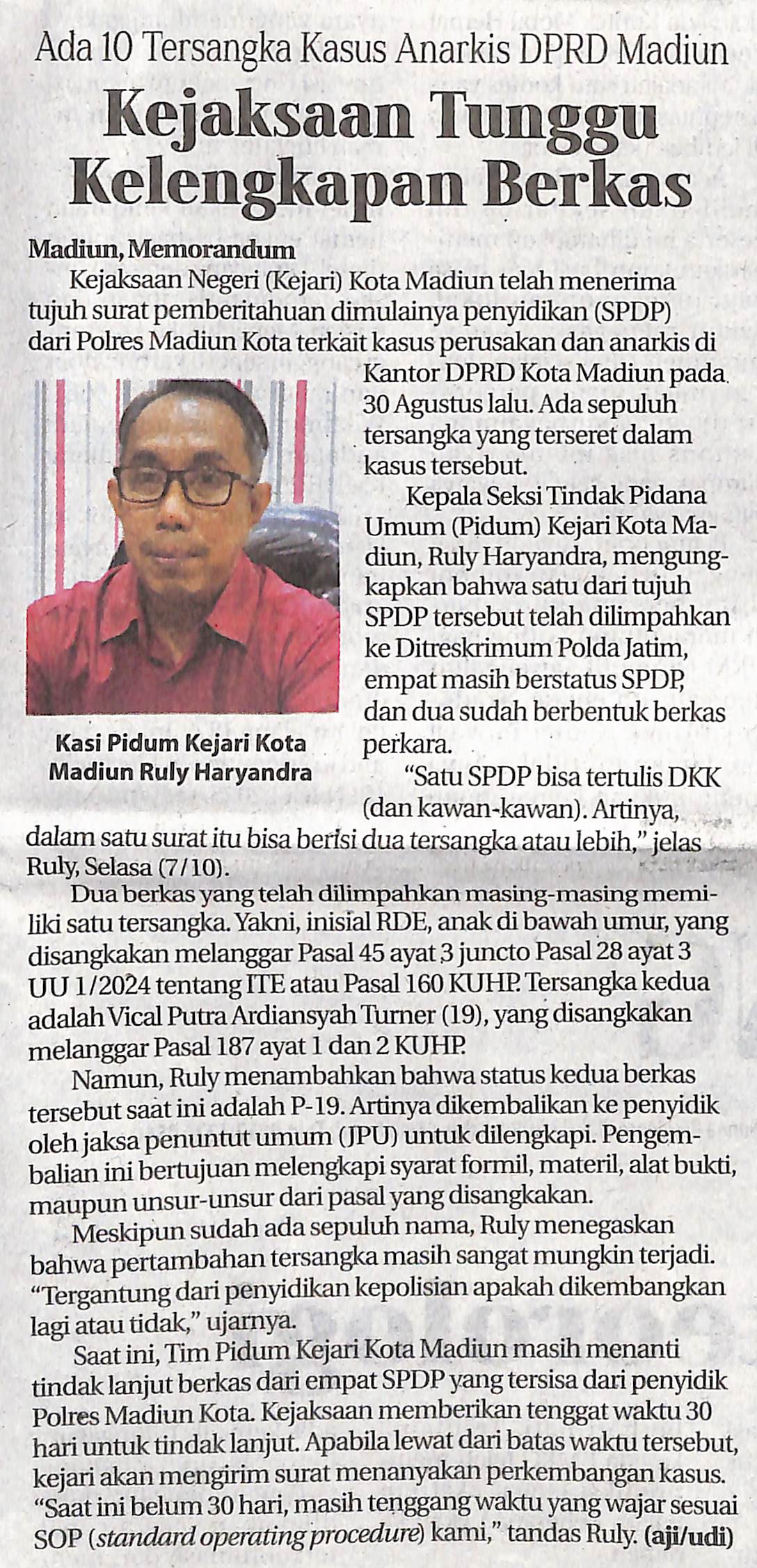 Ada 10 Tersangka Kasus Anarkis DPRD Madiun, Kejaksaan Tunggu Kelengkapan Berkas
