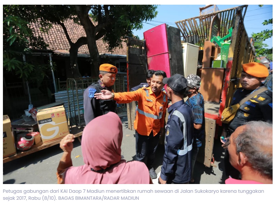 Tunggak Sewa 8 Tahun, KAI Tertibkan Rumah di Madiun
