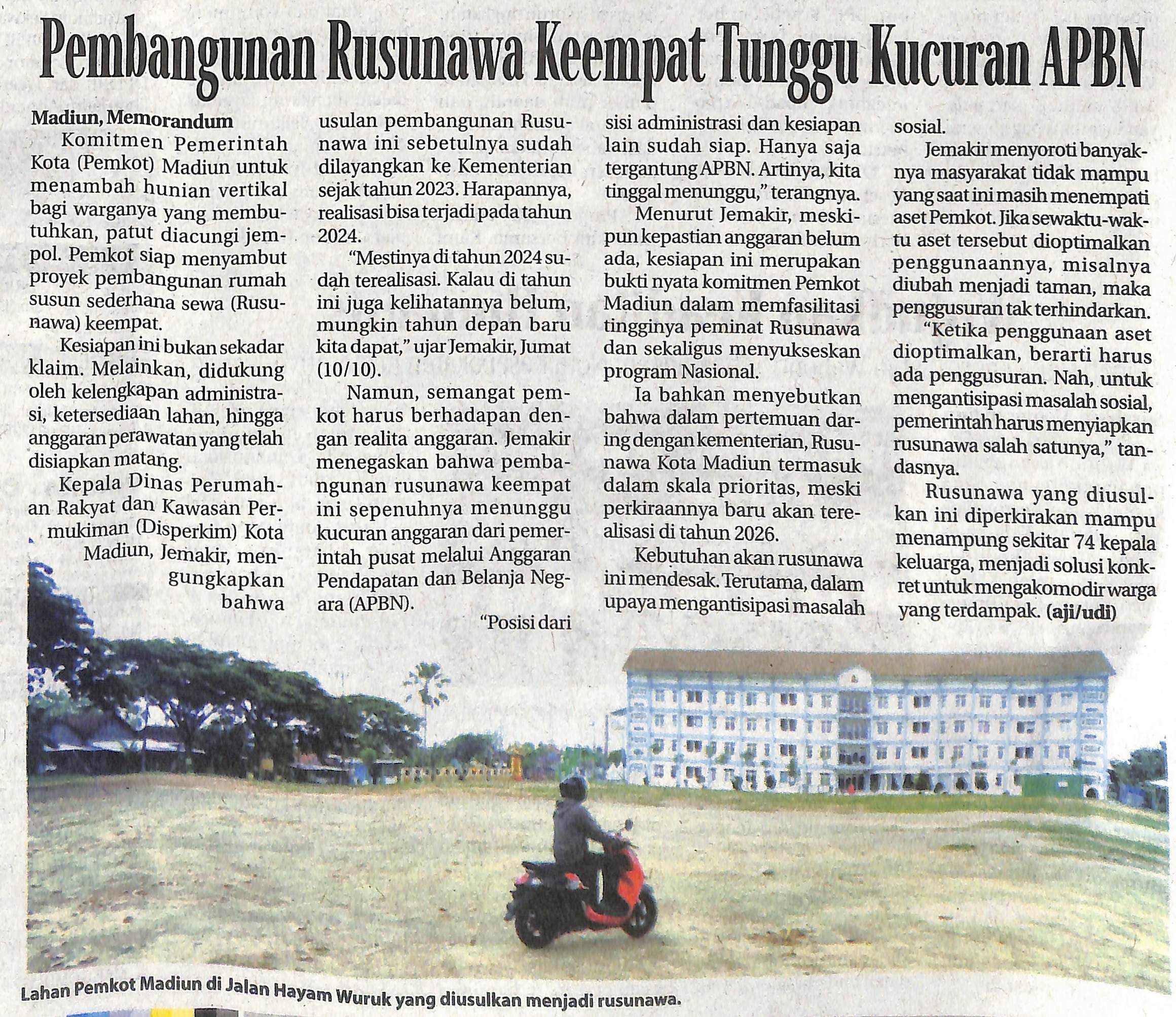 Pembangunan Rusunawa Keempat Tunggu Kucuran APBN