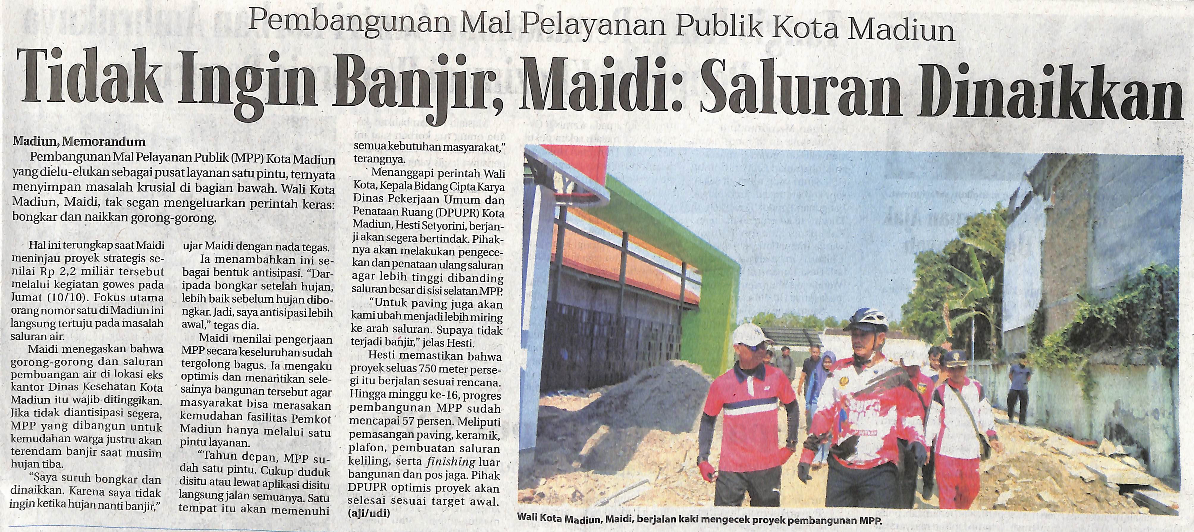 Pembangunan Mal Pelayanan Publik Kota Madiun, Tidak Ingin Banjir, Maidi: Saluran Dinaikkan