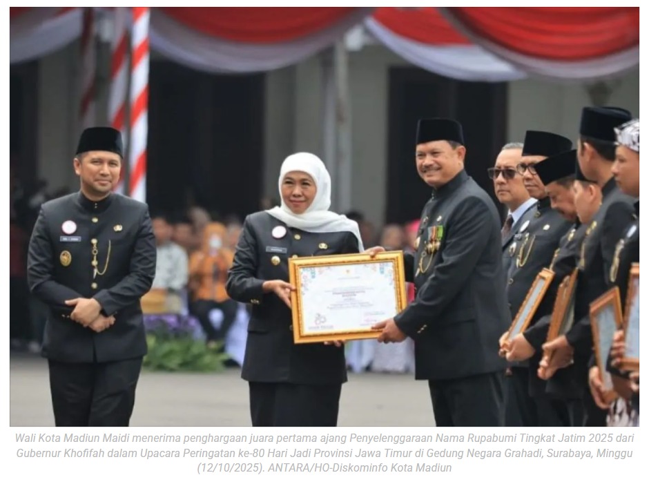 Kota Madiun raih juara pertama Penataan Nama Rupabumi di Jatim