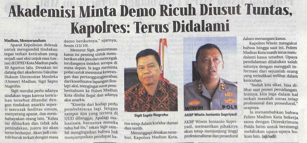 Akademisi Minta Demo Ricuh Diusut Tuntas, Kapolres Terus Didalami