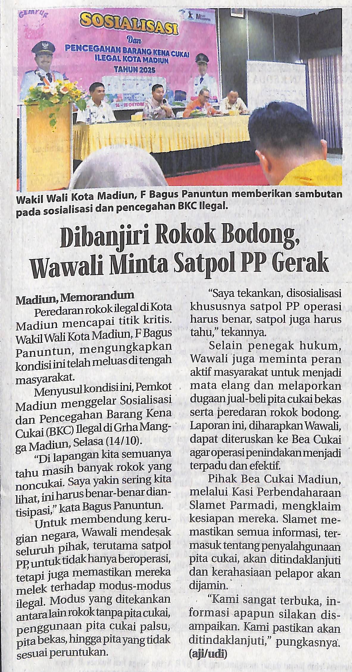 Dibanjiri Rokok Bodong, Wawali Minta Satpol PP Gerak