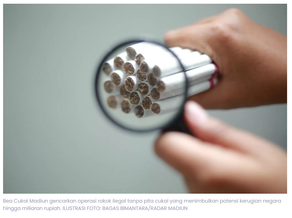 5,9 Juta Batang Rokok Ilegal Disita Bea Cukai Madiun Sepanjang 2025