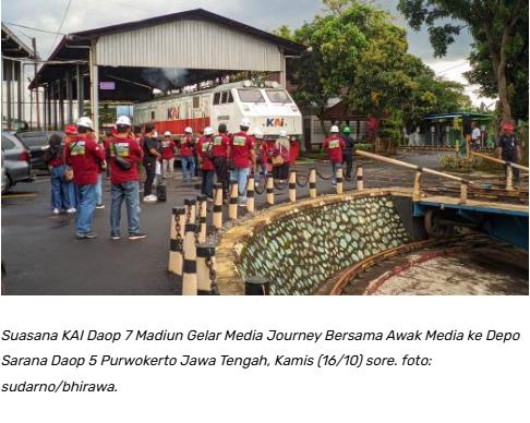KAI Daop 7 Madiun Gelar Media Journey Bersama Awak Media ke Depo Sarana Daop 5 Purwokerto
