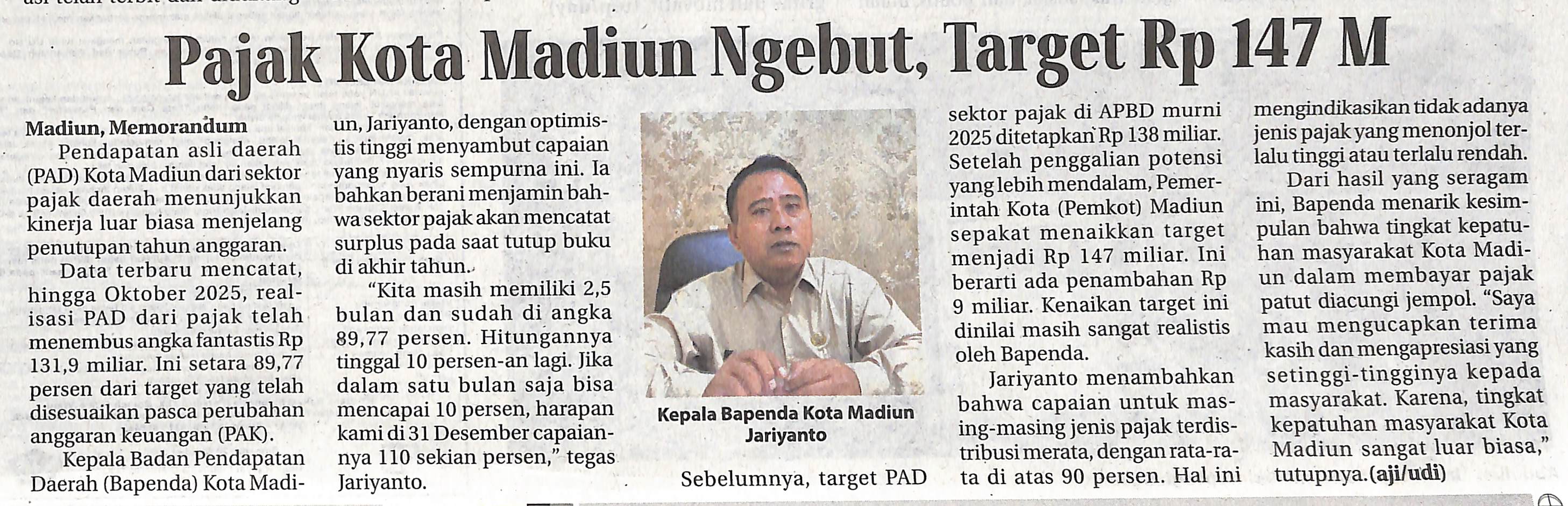 Pajak Kota Madiun Ngebut, Target Rp 147 M