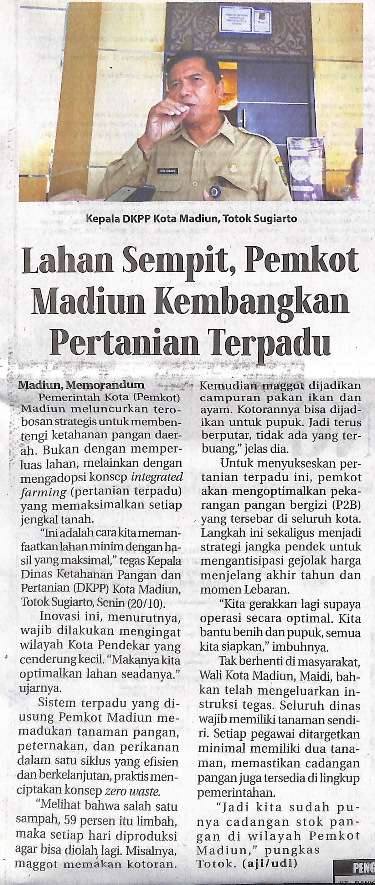 Lahan Sempit, Pemkot Madiun Kembangkan Pertanian Terpadu
