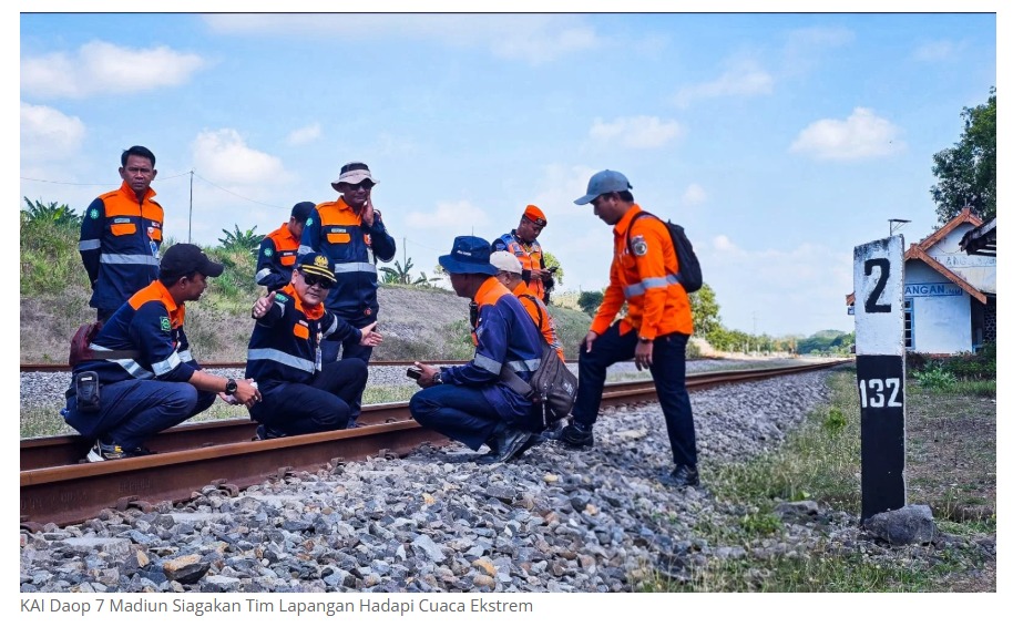 Hadapi Cuaca Ekstrem, KAI Daop 7 Madiun Siagakan Tim Lapangan dan Alat Darurat 24 Jam