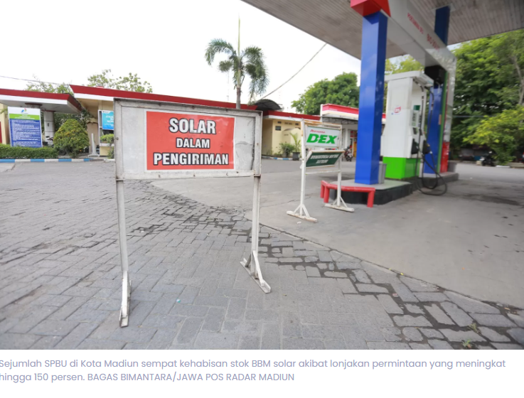 Solar di Sejumlah SPBU Kota Madiun Kosong, Pertamina Pastikan Stok Masih Aman