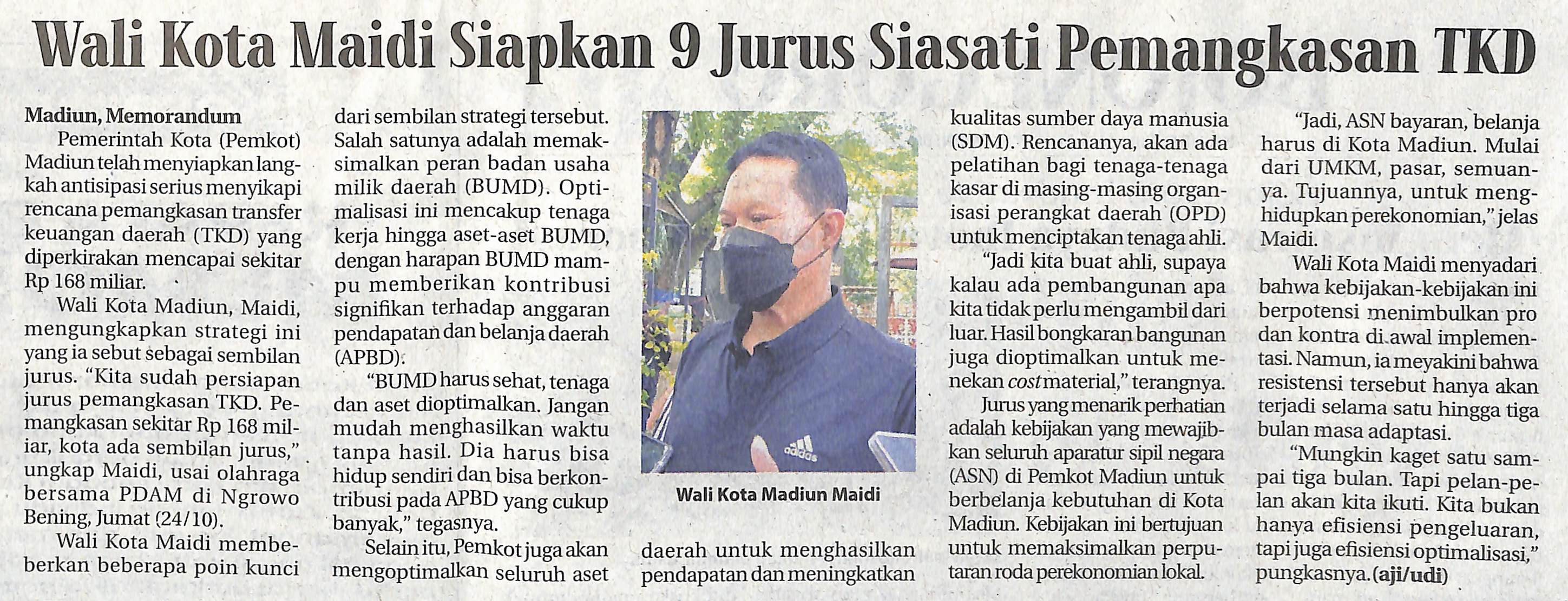 Wali Kota Maidi Siapkan 9 Jurus Siasati Pemangkasan TKD