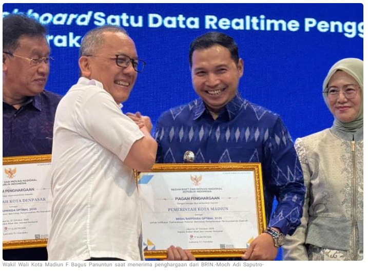Luar Biasa, Pemkot Madiun Raih Penghargaan BRIDA Optimal 2025 dari BRIN