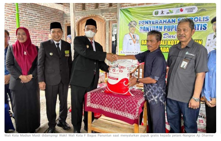 Pemkot Madiun Salurkan 146 Ton Pupuk Gratis, Wali Kota Maidi: Petani Harus Diopeni
