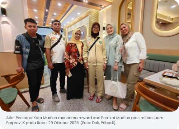 Sabet Juara, Atlet Porserosi Kota Madiun Terima Reward dari Pemkot Madiun