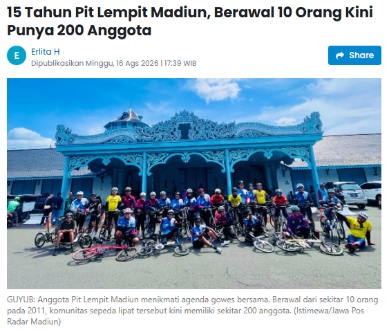 15 Tahun Pit Lempit Madiun, Berawal 10 Orang Kini Punya 200 Anggota