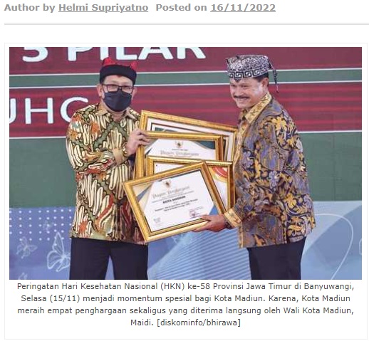 Kota Madiun Raih Empat Penghargaan Sekaligus di Bidang Kesehatan