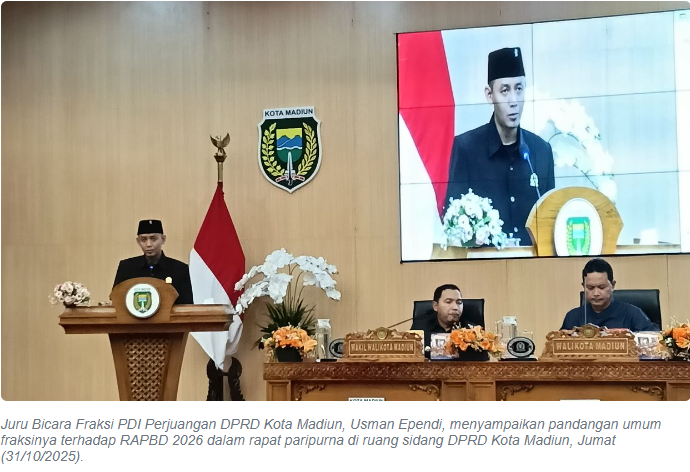Rapat Paripurna DPRD Madiun, Fraksi PDIP Kritik Penurunan PAD dan Proyek Tembok Cina